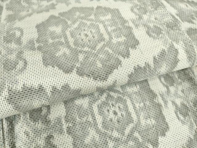 平和屋着物▽本場大島紬　単衣　洋花文　正絹　逸品　DAAS0573az