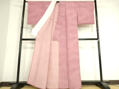 平和屋着物▽上質な小紋　単衣　霞文　鬼しぼ縮緬　正絹　逸品　DAAS0574az