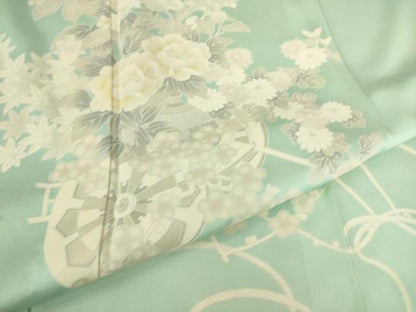 平和屋着物▽訪問着　単衣　花車文　正絹　逸品　未使用　DAAS0577az