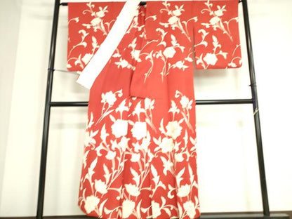 平和屋着物▽訪問着　単衣　駒刺繍　更紗花文　金彩　正絹　逸品　DAAS0578az
