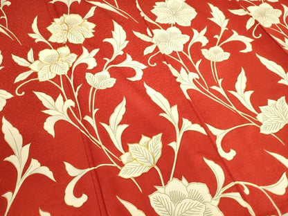 平和屋着物▽訪問着　単衣　駒刺繍　更紗花文　金彩　正絹　逸品　DAAS0578az