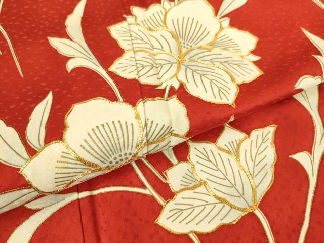 平和屋着物▽訪問着　単衣　駒刺繍　更紗花文　金彩　正絹　逸品　DAAS0578az