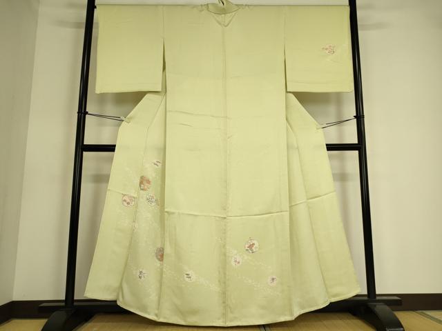 平和屋着物▽訪問着 単衣 雪輪花文 金彩 正絹 逸品 DAAS0581az