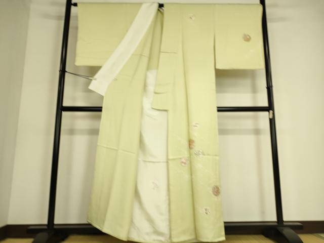 平和屋着物▽訪問着 単衣 雪輪花文 金彩 正絹 逸品 DAAS0581az