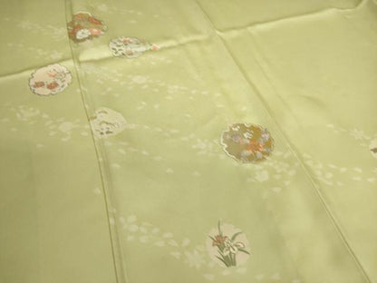 平和屋着物▽訪問着 単衣 雪輪花文 金彩 正絹 逸品 DAAS0581az