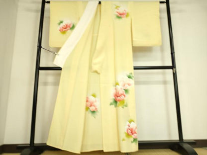 平和屋着物▽訪問着 単衣 草花文 手描き 暈し染め 正絹 逸品 DAAS0582az