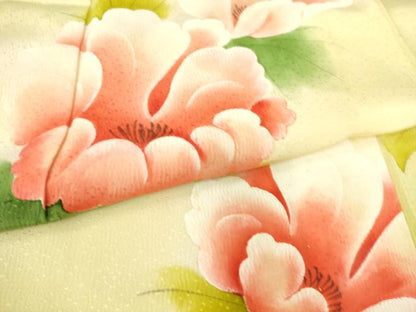 平和屋着物▽訪問着 単衣 草花文 手描き 暈し染め 正絹 逸品 DAAS0582az