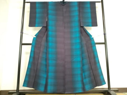 平和屋着物▽上質な小紋 単衣 変わり格子 正絹 逸品 未使用 DAAS0583az