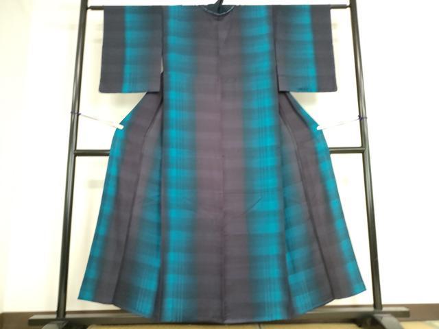 平和屋着物▽上質な小紋 単衣 変わり格子 正絹 逸品 未使用 DAAS0583az