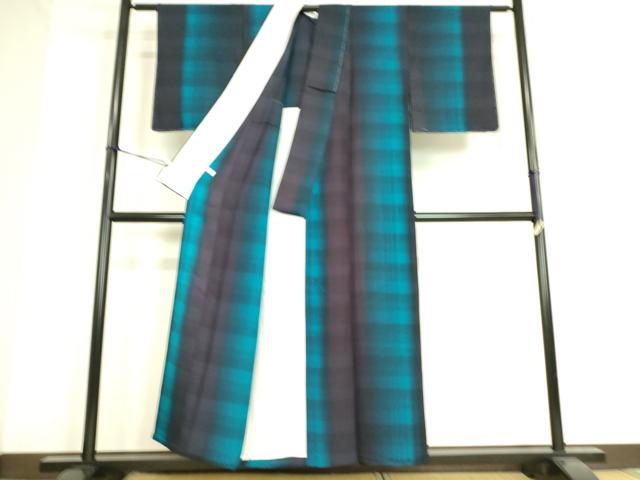 平和屋着物▽上質な小紋 単衣 変わり格子 正絹 逸品 未使用 DAAS0583az