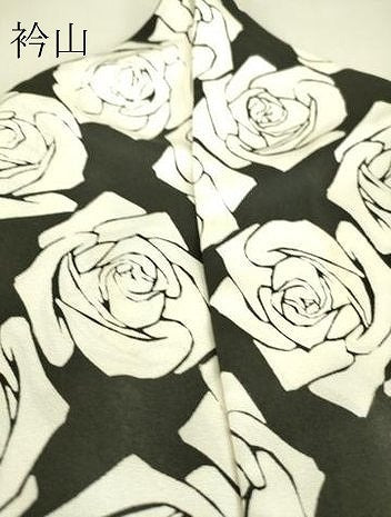 平和屋着物▽上質な小紋 単衣 花尽くし 薔薇 黒地 正絹 逸品 DAAS0586az