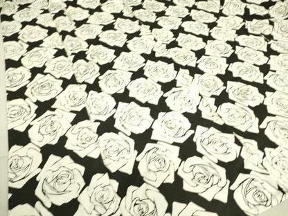 平和屋着物▽上質な小紋 単衣 花尽くし 薔薇 黒地 正絹 逸品 DAAS0586az