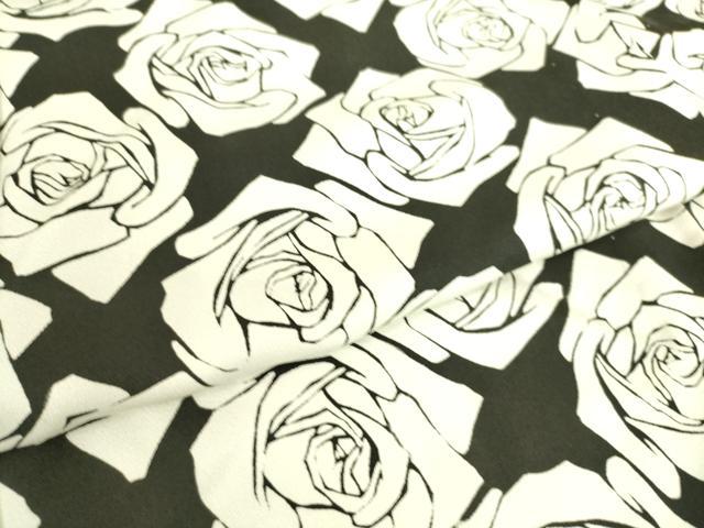 平和屋着物▽上質な小紋 単衣 花尽くし 薔薇 黒地 正絹 逸品 DAAS0586az