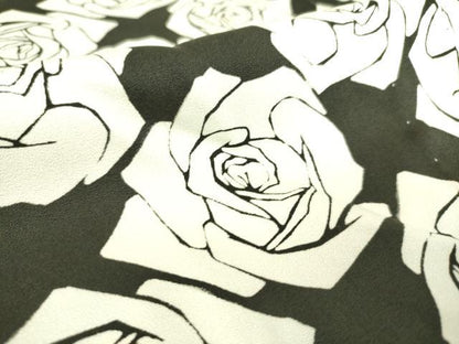 平和屋着物▽上質な小紋 単衣 花尽くし 薔薇 黒地 正絹 逸品 DAAS0586az