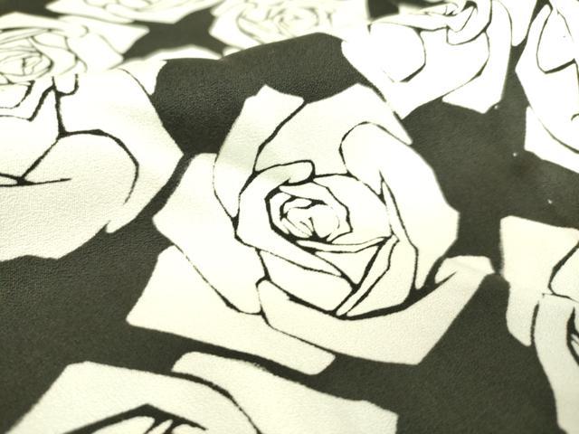 平和屋着物▽上質な小紋 単衣 花尽くし 薔薇 黒地 正絹 逸品 DAAS0586az