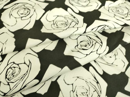 平和屋着物▽上質な小紋 単衣 花尽くし 薔薇 黒地 正絹 逸品 DAAS0586az