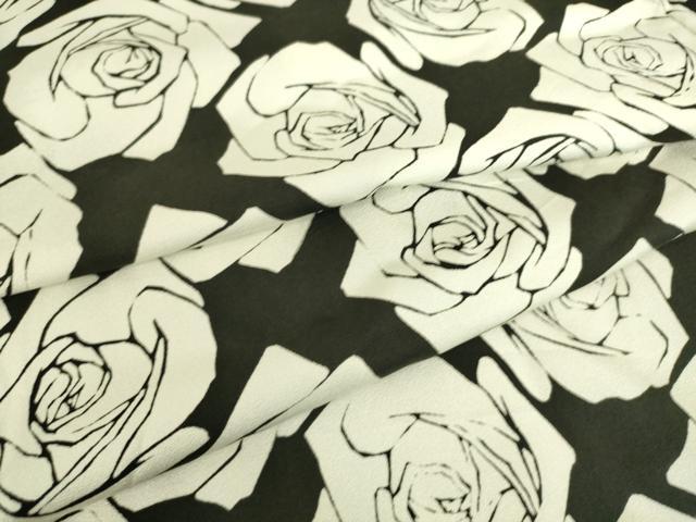 平和屋着物▽上質な小紋 単衣 花尽くし 薔薇 黒地 正絹 逸品 DAAS0586az