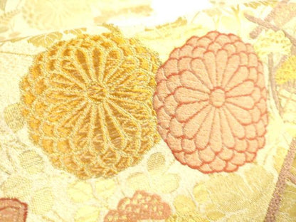 平和屋着物▼綴れ　太鼓柄袋帯　唐織　菊尽くし　金糸　正絹　逸品　DAAS0643az