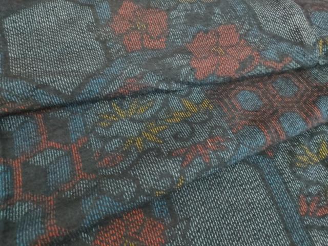 平和屋着物▽結城紬 単衣 亀甲花文 正絹 逸品 DAAS0688az