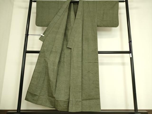 平和屋着物▽上質な紬 単衣 霞文 正絹 逸品 DAAS0690az
