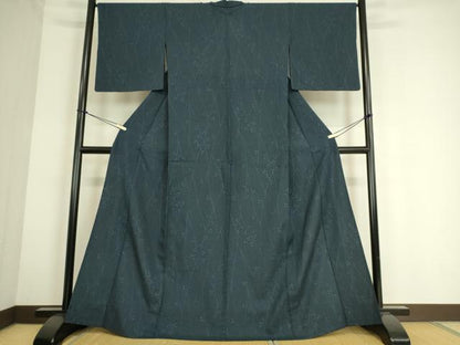 平和屋着物▽白鷹お召 単衣 枝花文 正絹 逸品 DAAS0693az