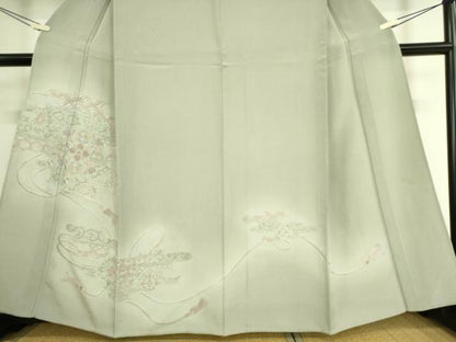 平和屋着物▽中国三大刺繍　スワトウ刺繍　汕頭刺繍　総刺繍　訪問着　単衣　正倉院花文　暈し染め　正絹　逸品　DAAS0694az