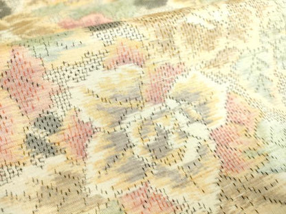 平和屋着物▽上質な紬 単衣 花尽くし 正絹 逸品 DAAS0699az