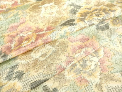 平和屋着物▽上質な紬 単衣 花尽くし 正絹 逸品 DAAS0699az