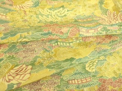 平和屋着物▽上質な小紋 単衣 型染め 風景花文 正絹 逸品 DAAS0705az
