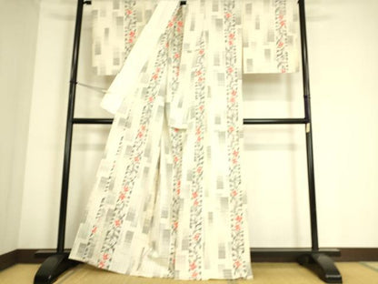 平和屋着物▽上質な紬　単衣　花間道　正絹　逸品　DAAS0707az