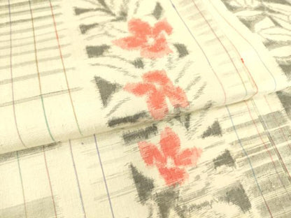 平和屋着物▽上質な紬　単衣　花間道　正絹　逸品　DAAS0707az