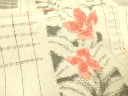 平和屋着物▽上質な紬　単衣　花間道　正絹　逸品　DAAS0707az