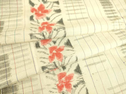 平和屋着物▽上質な紬　単衣　花間道　正絹　逸品　DAAS0707az