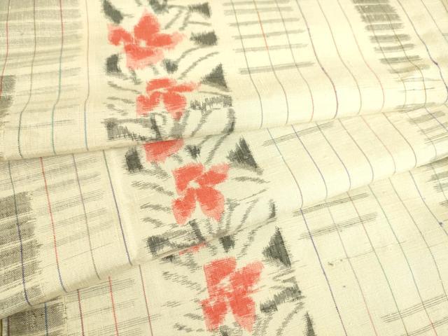 平和屋着物▽上質な紬　単衣　花間道　正絹　逸品　DAAS0707az