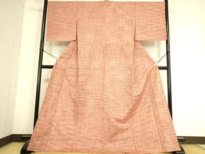 平和屋着物▽上質な紬 単衣 格子 正絹 逸品 DAAS0709az