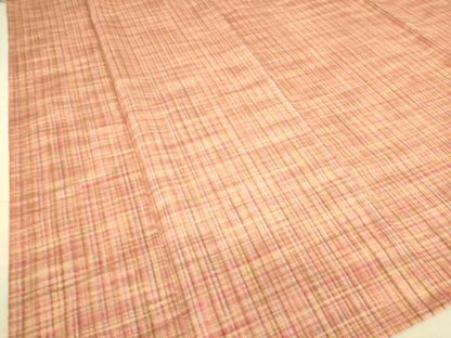 平和屋着物▽上質な紬 単衣 格子 正絹 逸品 DAAS0709az