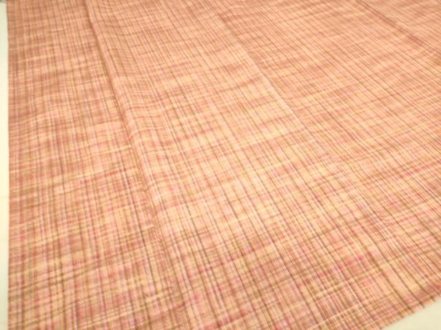 平和屋着物▽上質な紬 単衣 格子 正絹 逸品 DAAS0709az