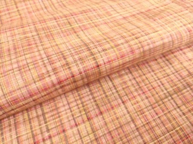 平和屋着物▽上質な紬 単衣 格子 正絹 逸品 DAAS0709az