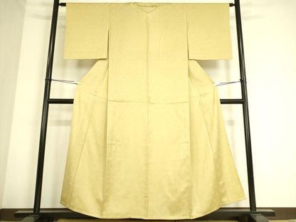 平和屋着物▽上質な色無地　単衣　草花紗綾型地紋　蒸栗色　正絹　逸品　DAAS0713az