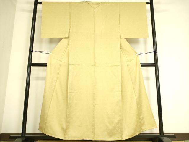 平和屋着物▽上質な色無地　単衣　草花紗綾型地紋　蒸栗色　正絹　逸品　DAAS0713az