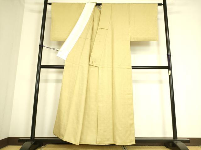 平和屋着物▽上質な色無地　単衣　草花紗綾型地紋　蒸栗色　正絹　逸品　DAAS0713az