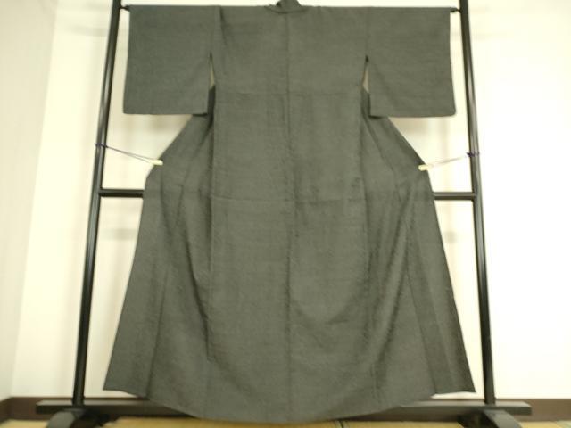 平和屋着物▽本塩沢 単衣 蚊絣 黒地 正絹 逸品 DAAS0719az