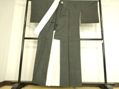 平和屋着物▽本塩沢 単衣 蚊絣 黒地 正絹 逸品 DAAS0719az
