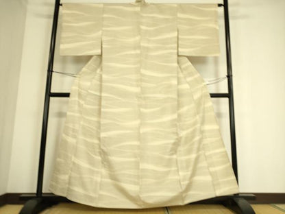 平和屋着物▽上質な紬　単衣　霞文　正絹　逸品　DAAS0721az