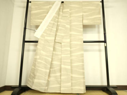 平和屋着物▽上質な紬　単衣　霞文　正絹　逸品　DAAS0721az