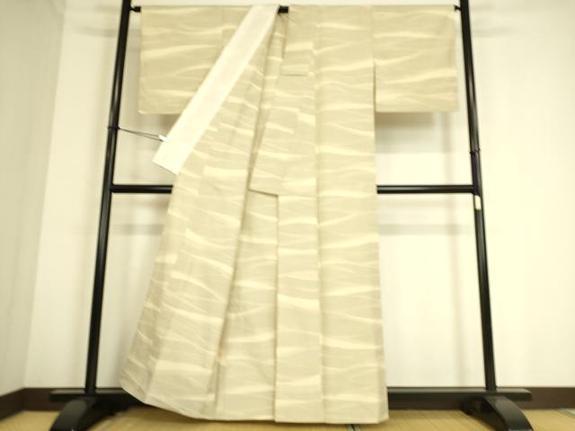平和屋着物▽上質な紬　単衣　霞文　正絹　逸品　DAAS0721az