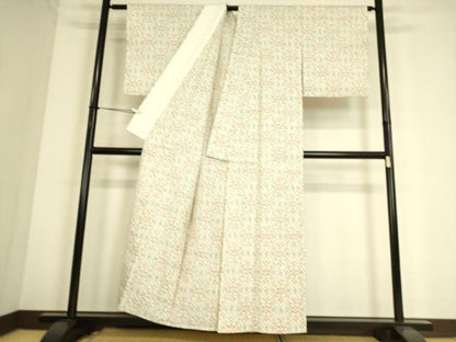 平和屋着物▽上質な紬 単衣 洋花文 正絹 逸品 DAAS0722az