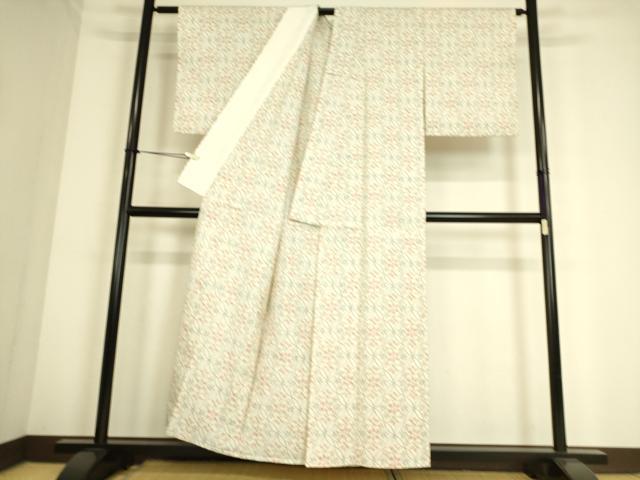 平和屋着物▽上質な紬 単衣 洋花文 正絹 逸品 DAAS0722az