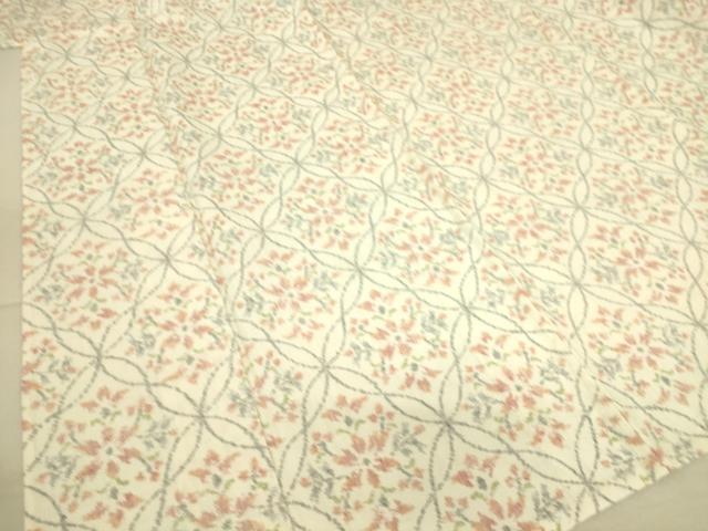 平和屋着物▽上質な紬 単衣 洋花文 正絹 逸品 DAAS0722az