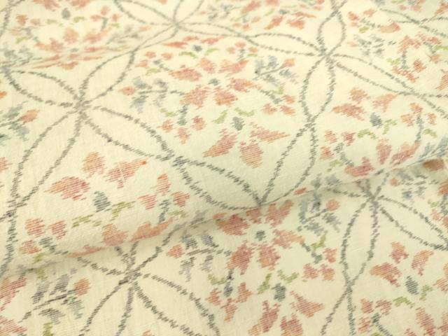 平和屋着物▽上質な紬 単衣 洋花文 正絹 逸品 DAAS0722az